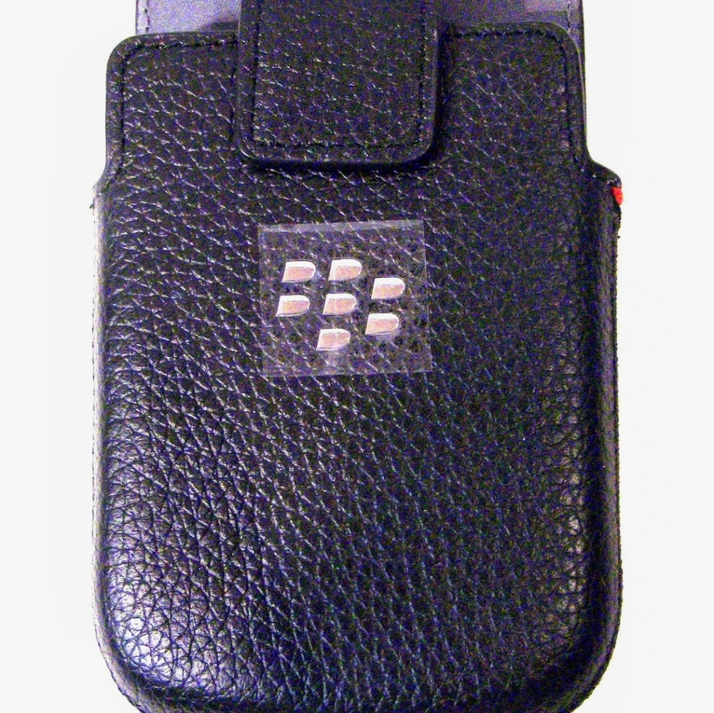 Leather Swivel Holster for Rim BlackBerry Q10 - Black
